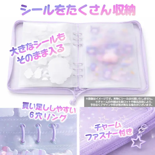 シールブック ピンク コレクトブック 韓国 可愛い A5 6穴 シール帳 バインダー 収納 ファスナー キラキラ ラメ 透明 リフィル付き ファイル トレカケース 推し活 オタ活_6