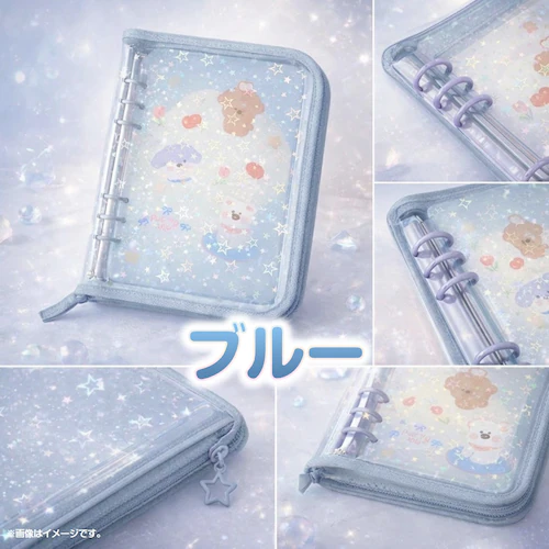 シールブック ピンク コレクトブック 韓国 可愛い A5 6穴 シール帳 バインダー 収納 ファスナー キラキラ ラメ 透明 リフィル付き ファイル トレカケース 推し活 オタ活_9