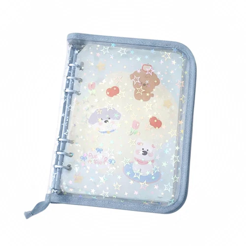 シールブック ピンク コレクトブック 韓国 可愛い A5 6穴 シール帳 バインダー 収納 ファスナー キラキラ ラメ 透明 リフィル付き ファイル トレカケース 推し活 オタ活_11