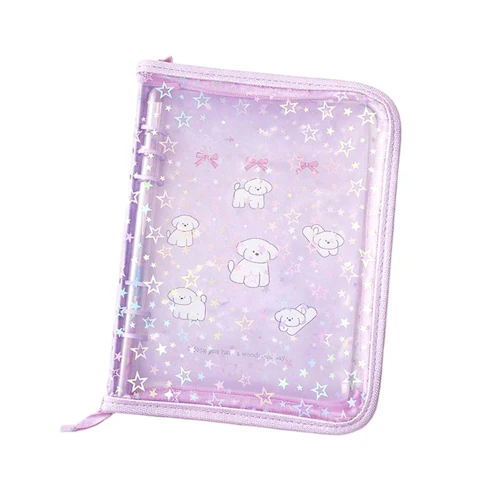 シールブック ピンク コレクトブック 韓国 可愛い A5 6穴 シール帳 バインダー 収納 ファスナー キラキラ ラメ 透明 リフィル付き ファイル トレカケース 推し活 オタ活_12