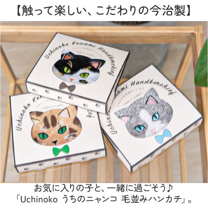 ぽよよん　ハンカチ　ねこちゃん柄　ハンドメイド2/25 ぶち 今治タオル ハンカチ 25cm×25cm 通販 日本製 プレーリードッグ