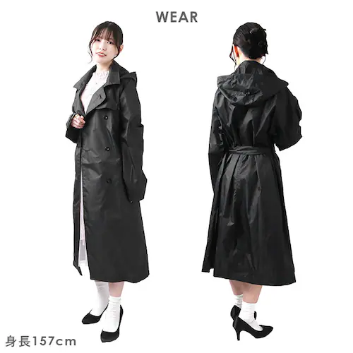 レインコート レディース ロング 通販 トレンチコート ロングコート コート アウター 通勤 春 合羽 カッパ 耐水 レインウェア 無地 おしゃれ シンプル かわいい レイングッズ【代引き不可】_9