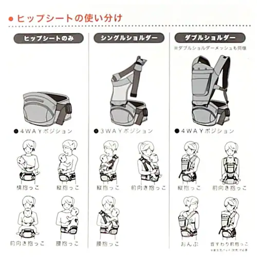 ヒップシート 抱っこ紐 通販 napnap ナップナップ 抱っこひも ベビーキャリア ウエストバッグ バッグ バック たためる ショルダー 折りたためる Tran ダブルショルダー 出産祝い ベビー用_2