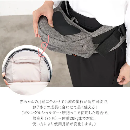 ヒップシート 抱っこ紐 通販 たためる 折りたためるヒップシート Tran シングルショルダー 便利グッズ 出産祝い ベビー用品 ベビーグッズ 赤ちゃん用品 ウエストキャリーバッグ パパグッズ 出産準_9