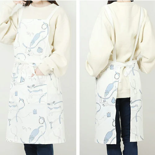 タルティーヌ エプロン 通販 コットン インド 綿 かわいい 猫 柄 tartine オシャレ おしゃれ ねこ ポケット レディース アジアン ナチュラル キッチン キッチンエプロン 母の日 ギフト _9