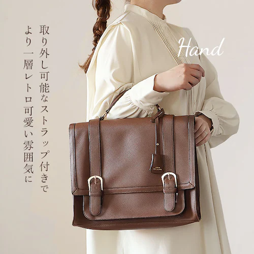 サッチェルバッグ 3way 通販 サッチェル バッグ リュック ショルダーバッグ トートバッグ 通学 学生 A4 レディース 大きめ 横型 レトロ おしゃれ 大人 合皮 肩掛け 斜めがけ きれいめ 学_4