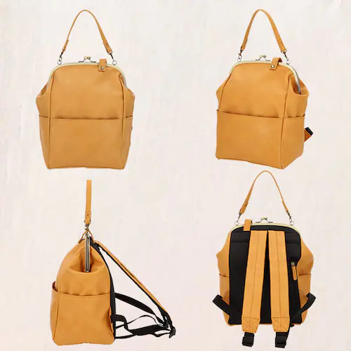 がま口 リュック 通販 レディース おしゃれ 小さめ 通勤 通学 大容量 B5 合皮 フェイクレザー マチあり マチ広 大人 かわいい カジュアル ナチュラル きれいめ 上品 バックパック デイパック_12