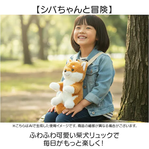 ぬいぐるみリュック 通販 リュック リュックサック デイパック キッズリュック ぬいぐるみ キッズ 子ども 子供 こども いぬ イヌ 犬 かわいい 可愛い 女の子 男の子 おねだり シバちゃん ふわふ_1
