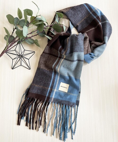 マフラー レディース 大きめ 柔らかい 通販 大判ストール ストール 大判 チェック柄 チェックマフラー フリンジマフラー えりまき 襟巻き 衿巻き ボリューム ふわふわ 女性 女子 高校生 女子高生_8