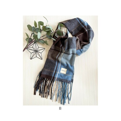 マフラー レディース 大きめ 柔らかい 通販 大判ストール ストール 大判 チェック柄 チェックマフラー フリンジマフラー えりまき 襟巻き 衿巻き ボリューム ふわふわ 女性 女子 高校生 女子高生_16