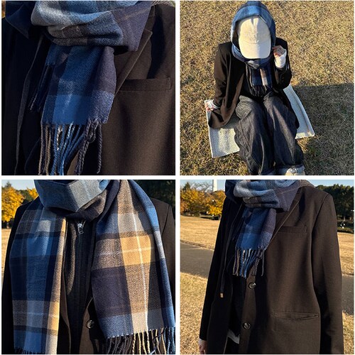マフラー レディース 大きめ 柔らかい 通販 ストール 大判 大判ストール チェック柄 チェックマフラー フリンジマフラー えりまき 襟巻き 衿巻き ボリューム ふわふわ 女性 女子 高校生 女子高生_10