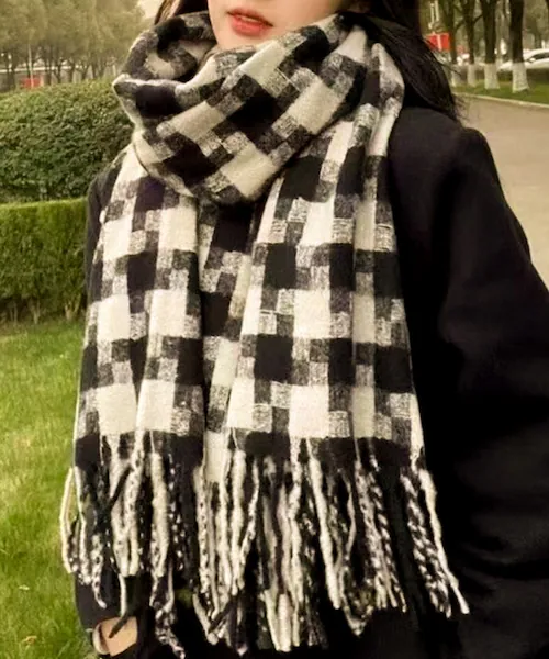 マフラー レディース 大きめ 柔らかい 通販 大判ストール ストール 大判 チェックマフラー チェック柄 フリンジマフラー 衿巻き えりまき 襟巻き ボリューム ふわふわ 女性 女子 高校生 女子高生_2