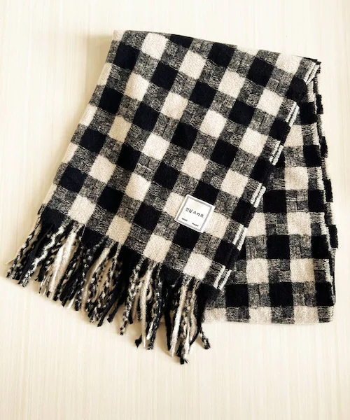 マフラー レディース 大きめ 柔らかい 通販 大判ストール ストール 大判 チェックマフラー チェック柄 フリンジマフラー 衿巻き えりまき 襟巻き ボリューム ふわふわ 女性 女子 高校生 女子高生_4