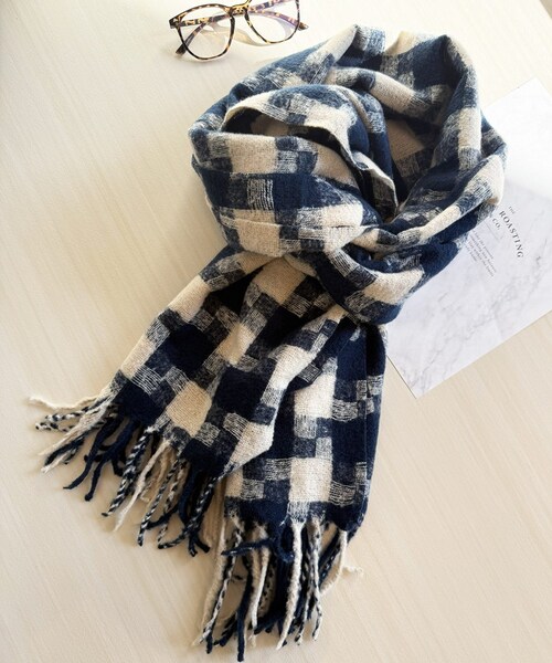 マフラー レディース 大きめ 柔らかい 通販 大判ストール ストール 大判 チェックマフラー チェック柄 フリンジマフラー 衿巻き えりまき 襟巻き ボリューム ふわふわ 女性 女子 高校生 女子高生_6
