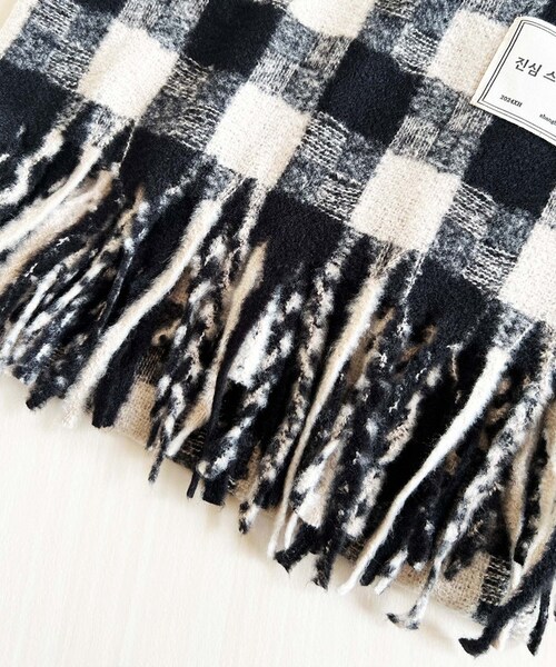 マフラー レディース 大きめ 柔らかい 通販 大判ストール ストール 大判 チェックマフラー チェック柄 フリンジマフラー 衿巻き えりまき 襟巻き ボリューム ふわふわ 女性 女子 高校生 女子高生_10