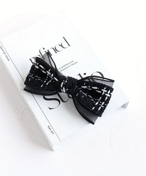 リボン バレッタ ハーフアップ 通販 Rora ローラ クラシック ツイード 髪飾り 髪どめ 髪留め 小さめ 大人っぽい 女の子 女子 子供 フォーマル 卒園式 入学式 結婚式 発表会 七五三 かわい_10