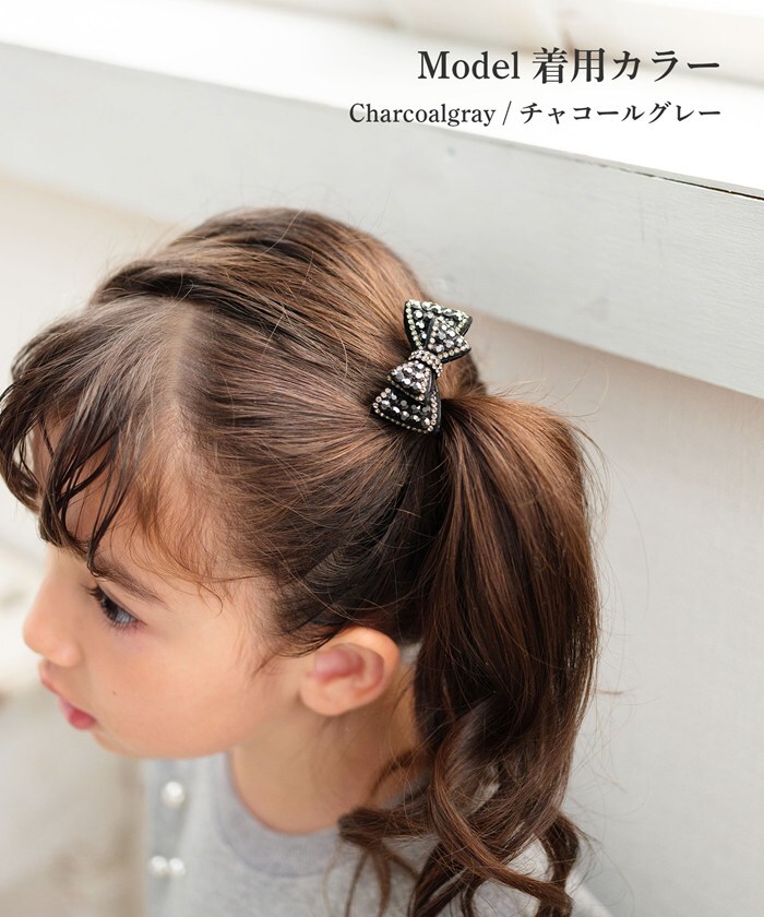チャコールグレー ヘアクリップ リボン 小さめ 通販 Rora ローラ