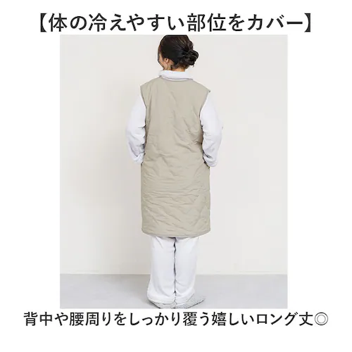 キルティングベスト レディース 通販 ジレ ロングジレ 前開き フロントボタン ノースリーブ おしゃれ ロングベスト ロング丈 撥水 はっ水 トップス かわいい カジュアル 暖かい 防寒 シンプル 無_3
