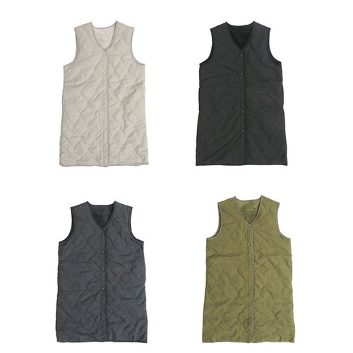 キルティングベスト レディース 通販 ジレ ロングジレ 前開き フロントボタン ノースリーブ おしゃれ ロングベスト ロング丈 撥水 はっ水 トップス かわいい カジュアル 暖かい 防寒 シンプル 無_10