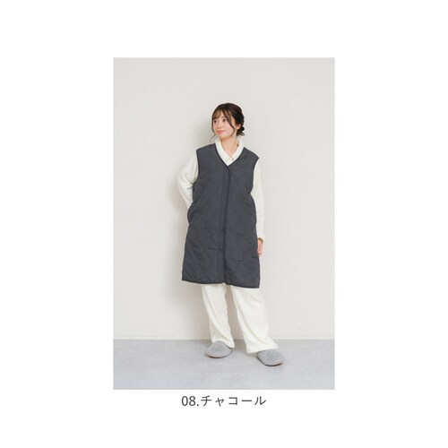 キルティングベスト レディース 通販 ジレ ロングジレ 前開き フロントボタン ノースリーブ おしゃれ ロングベスト ロング丈 撥水 はっ水 トップス かわいい カジュアル 暖かい 防寒 シンプル 無_13