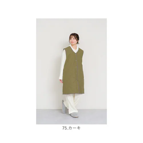 キルティングベスト レディース 通販 ジレ ロングジレ 前開き フロントボタン ノースリーブ おしゃれ ロングベスト ロング丈 撥水 はっ水 トップス かわいい カジュアル 暖かい 防寒 シンプル 無_14