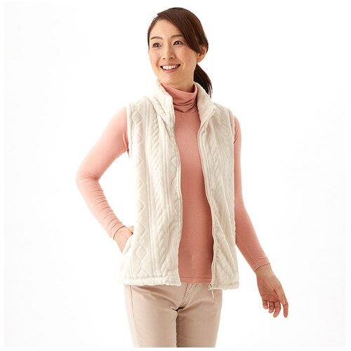 あったか ベスト レディース 通販 ボアベスト 前開き 秋冬 裏起毛 背中 温め 部屋着 襟付き 襟 付き あったかグッズ 防寒グッズ ルームウェア 暖かい 首 温める グッズ 毛布でつくったふわふわ_2