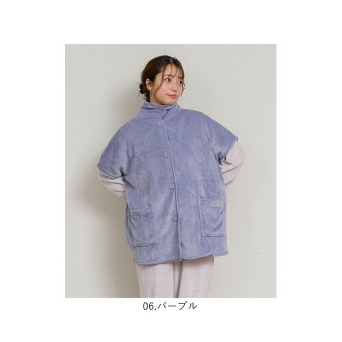 ブランケットローブ ショート丈 通販 ローブ ブランケット レディース 前開き フロントボタン ルームウェア 暖かい ふわふわ もこもこ 防寒 羽織 あったか リラックス 部屋着 寒さ防止 おしゃれ _18