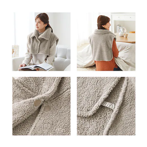 首元 寝るとき 通販 首元ベスト ベスト ルームウェア 部屋着 首 着る毛布 寝具 寒さ対策 防寒 暖かい 冷え対策 羽織り おしゃれ お洒落 無地 シンプル レディース 女性 フリース 乾燥対策 コ_8