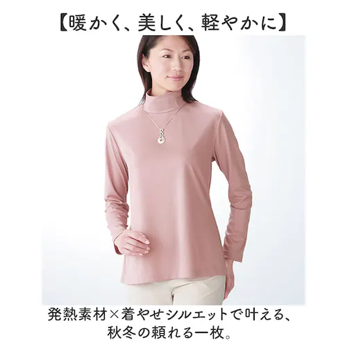 チャコール Lサイズ ハイネック レディース 通販 タートルネック プルオーバー カットソー 長袖 tシャツ トップス インナー ディーライズ 着やせ あったか 秋冬 薄手 春 秋 冬 防寒 暖かい _1