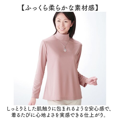 チャコール Lサイズ ハイネック レディース 通販 タートルネック プルオーバー カットソー 長袖 tシャツ トップス インナー ディーライズ 着やせ あったか 秋冬 薄手 春 秋 冬 防寒 暖かい _3