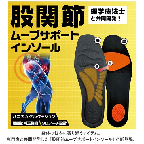 ブラック 【即日発送】S(22.5-23cm) 股関節 インソール 通販 股関節ムーブサポートインソール 中敷きインソール 中敷き 中敷 ハニカムゲル ウォーキング 靴脱げ防止 歩きやすい 疲れない _1