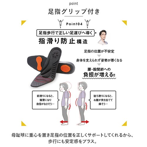 ブラック 【即日発送】S(22.5-23cm) 股関節 インソール 通販 股関節ムーブサポートインソール 中敷きインソール 中敷き 中敷 ハニカムゲル ウォーキング 靴脱げ防止 歩きやすい 疲れない _5