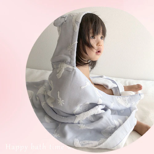 フード付き バスタオル 通販 出産祝い 今治 ガーゼ パイル 日本製 フード付きタオル 男の子 女の子 かわいい おしゃれ ベビーバスローブ ハーフガーゼ 湯上り タオル プール 湯上りタオル ベビー_2