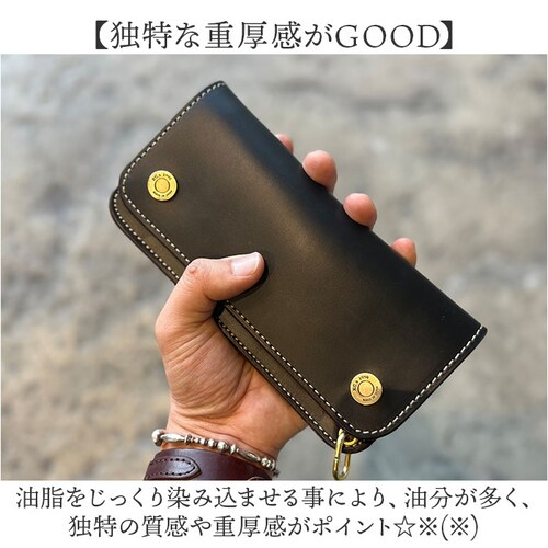 ブラウン 長財布 メンズ 本革 通販 日本製 牛革 レザー チェーン ウォレット 財布 さいふ ブランド 革財布 ロングウォレット お札入れ 小銭入れ カードホルダー かっこいい おしゃれ 男性 誕生_4