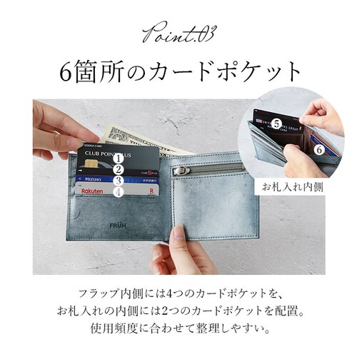 財布 メンズ 二つ折り 通販 ブランド FRUH 薄い 本革 小銭入れあり 薄型財布 サイフ 紳士 レザー さいふ メンズ ウォレット 革財布 コードバン 父の日 プレゼント ギフト 黒 薄い財布 _6