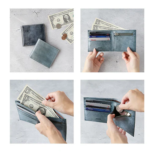 財布 メンズ 二つ折り 通販 ブランド FRUH 薄い 本革 小銭入れあり 薄型財布 サイフ 紳士 レザー さいふ メンズ ウォレット 革財布 コードバン 父の日 プレゼント ギフト 黒 薄い財布 _9