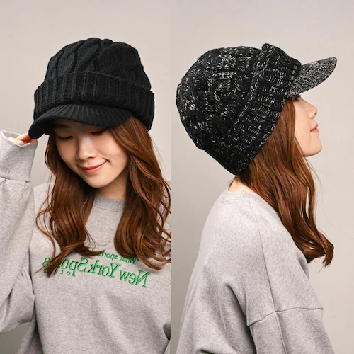 キャスケット レディース 秋冬 通販 つば付きニット帽 帽子 冬 秋 ニット帽子 ニットキャップ つば付 キャスケット帽子 かわいい 無地 洗える 手洗い おしゃれ ふわふわ 暖かい 女性 女の子 5_7