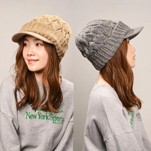 キャスケット レディース 秋冬 通販 つば付きニット帽 帽子 冬 秋 ニット帽子 ニットキャップ つば付 キャスケット帽子 かわいい 無地 洗える 手洗い おしゃれ ふわふわ 暖かい 女性 女の子 5_8