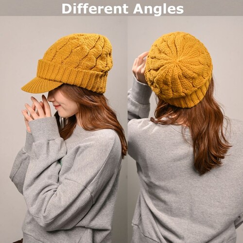 キャスケット レディース 秋冬 通販 つば付きニット帽 帽子 冬 秋 ニット帽子 ニットキャップ つば付 キャスケット帽子 かわいい 無地 洗える 手洗い おしゃれ 消臭 女性 女の子 538390 _15