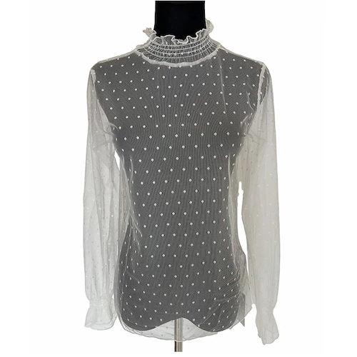 シアートップス 長袖 通販 シアー カットソー シアーブラウス チュールブラウス チュール インナー 透け シースルー フリルネック トップス 大人 かわいい おしゃれ 可愛い 女性 top-029 _11