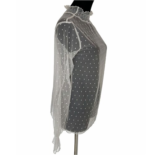 シアートップス 長袖 通販 シアー カットソー シアーブラウス チュールブラウス チュール インナー 透け シースルー フリルネック トップス 大人 かわいい おしゃれ 可愛い 女性 top-029 _12