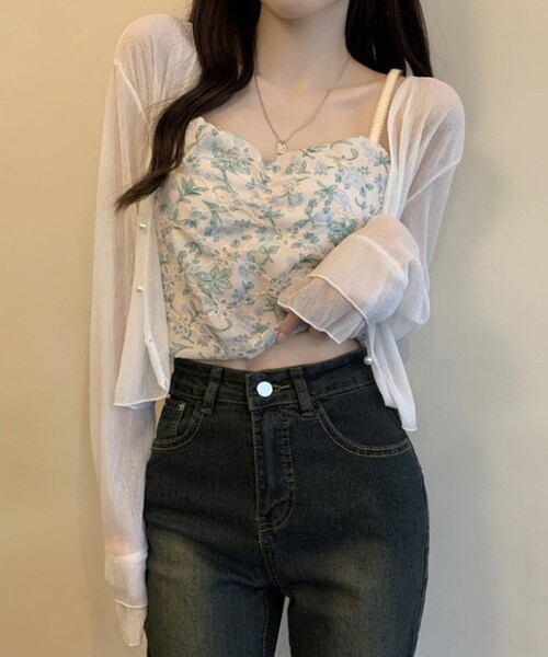 カーディガン レディース ショート丈 通販 シアーカーディガン ボレロ ショートカーディガン カーデガン 羽織もの はおりもの 薄手 長袖 フレアスリーブ トップス 大人 かわいい おしゃれ 女性 t_2