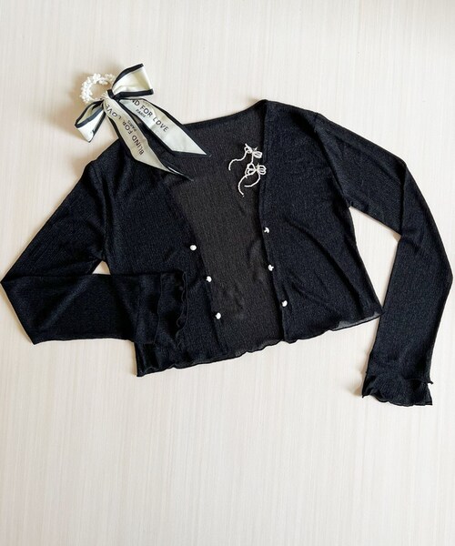 カーディガン レディース ショート丈 通販 シアーカーディガン ボレロ ショートカーディガン カーデガン 羽織もの はおりもの 薄手 長袖 フレアスリーブ トップス 大人 かわいい おしゃれ 女性 t_8