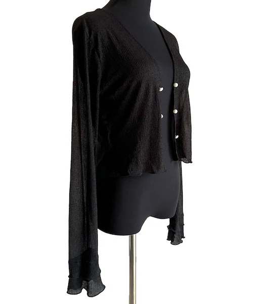 カーディガン レディース ショート丈 通販 シアーカーディガン ボレロ ショートカーディガン カーデガン 羽織もの はおりもの 薄手 長袖 フレアスリーブ トップス 大人 かわいい おしゃれ 女性 t_17