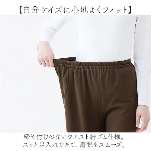 ワイドパンツ レディース 通販 ロングパンツ ワイド パンツ ズボン ボトムス あったか 暖かい 裏起毛 裏シャギー ゆったり 無地 秋冬 秋 冬 ポケット付き ウエストゴム 体型カバー カジュアル _3