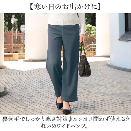 ワイドパンツ 裏起毛 レディース 通販 ワイド パンツ 長ズボン ズボン カジュアルパンツ レディースパンツ ロングパンツ 裏起毛パンツ ボトムス ウエストゴム あったか あたたかい 無地 シンプル _1