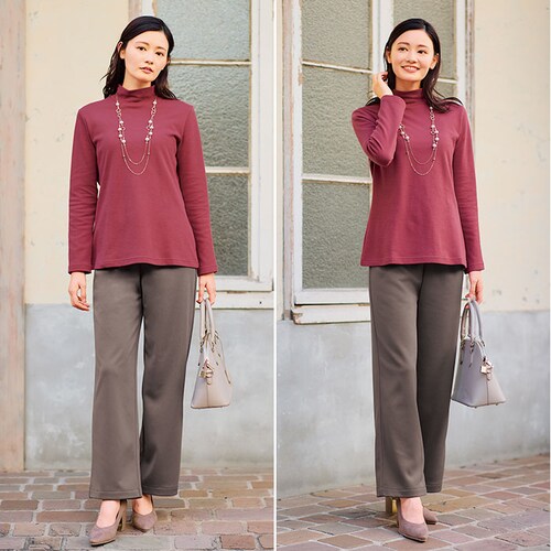 ワイドパンツ 裏起毛 レディース 通販 ワイド パンツ 長ズボン ズボン カジュアルパンツ レディースパンツ ロングパンツ 裏起毛パンツ ボトムス ウエストゴム あったか あたたかい 無地 シンプル _12