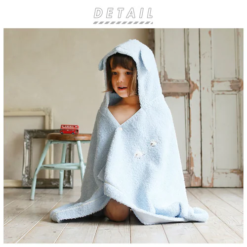 バスタオル フード付き 通販 可愛い おしゃれ ふわふわ ふんわり タオル 今治 日本製 綿 コットン 100% バスローブ 子ども ひつじ 刺繍 おくるみ 出産祝い ギフト Meringue メレン_1
