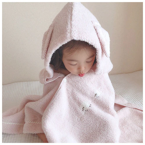 バスタオル フード付き 通販 可愛い おしゃれ ふわふわ ふんわり タオル 今治 日本製 綿 コットン 100% バスローブ 子ども ひつじ 刺繍 おくるみ 出産祝い ギフト Meringue メレン_3