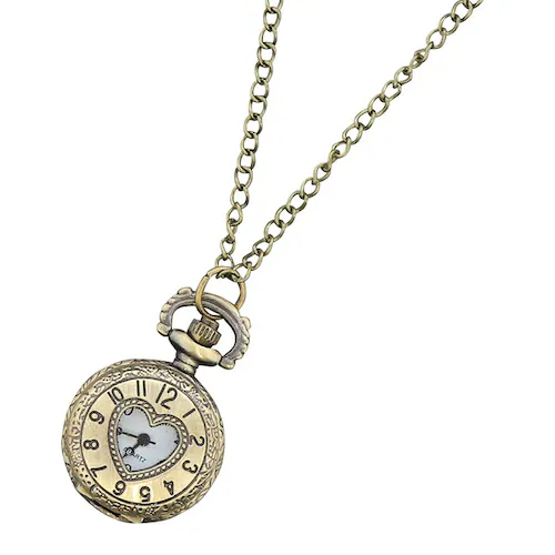 ネックレス サン宝石 通販 ペンダント 首飾り ロング アクセサリー サンホ NL-0250 アンティークゴールド ハート型窓の懐中時計ネックレス 懐中時計 ポケットウォッチ おしゃれ かわいい シン_1